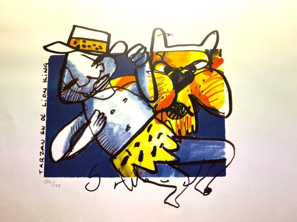 Herman Brood - Silkscreen - Tarzan and the lion king