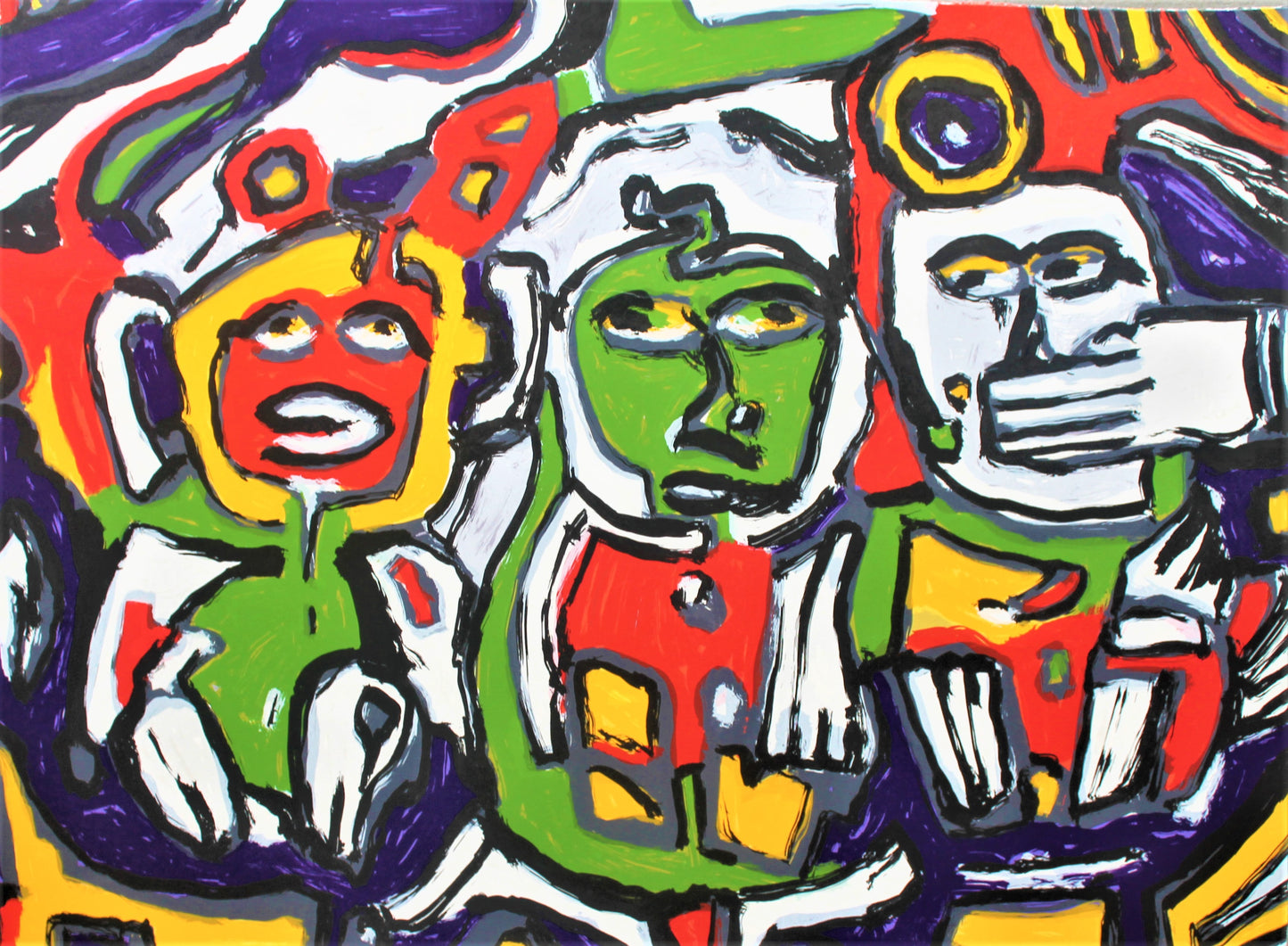 Ad van Hassel - Zeefdruk - Horen, zien en zwijgen