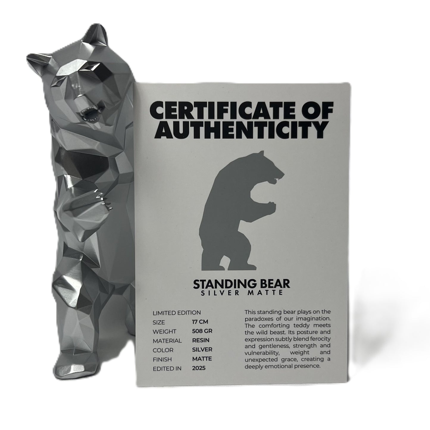 Richard Orlinski - kunstkado - Standing Bear Spirit Silver Matte edition limited Edition