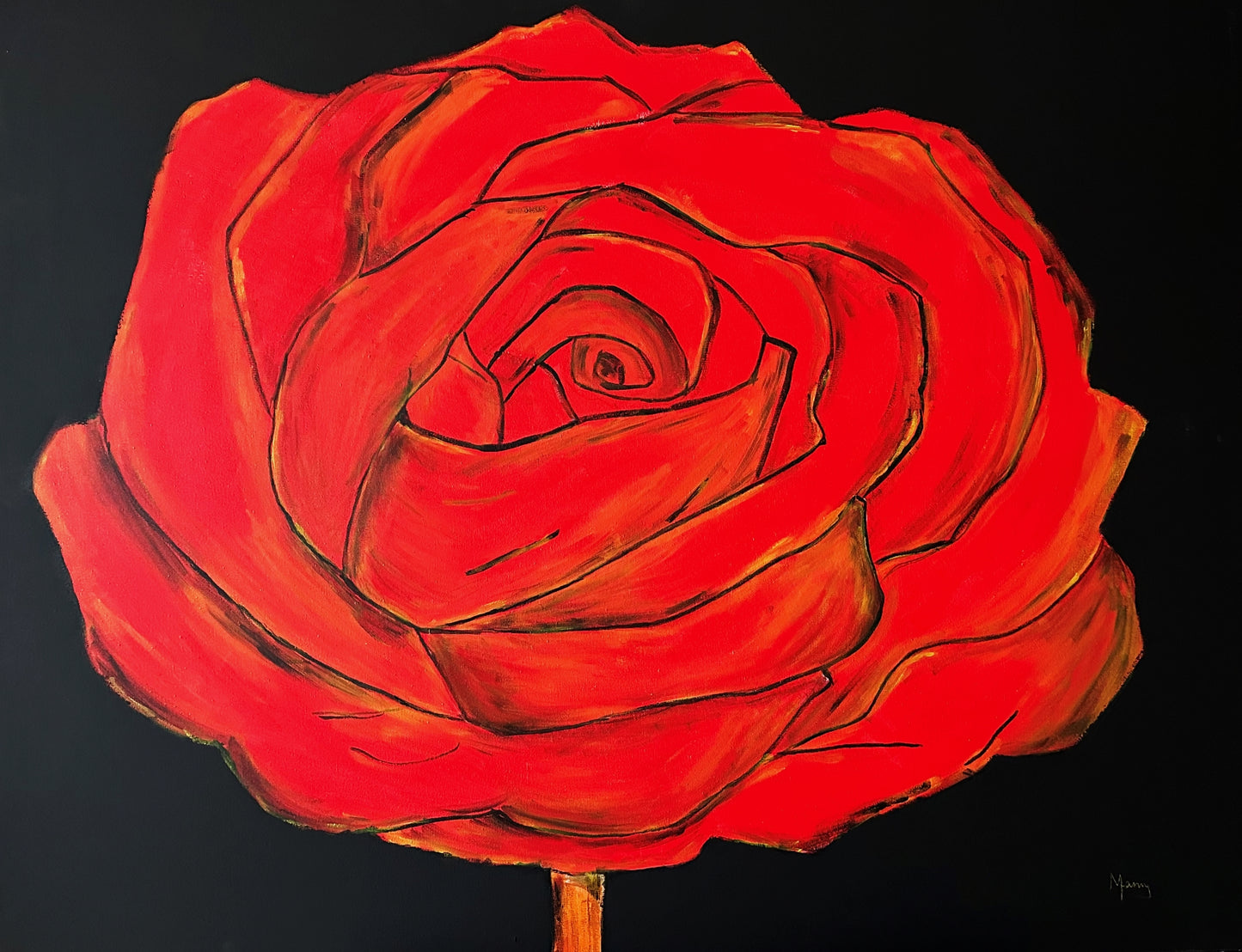Janny van Beurden - Schilderij - Rode Roos