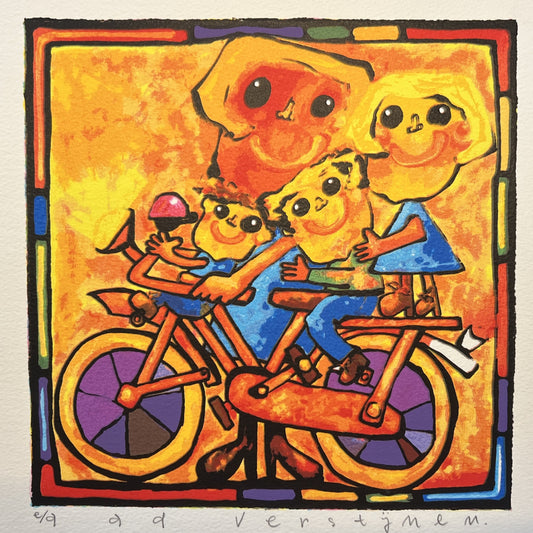 Ad Verstijnen - Zeefdruk - Fietser