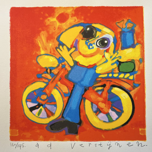 Ad Verstijnen - Zeefdruk - Fietsertje