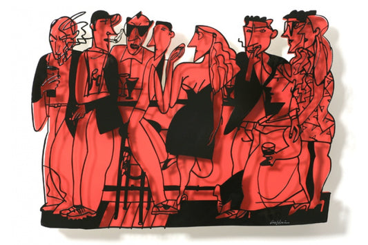 David Gerstein - Wall Sculpture - Bar series - Bar at night (red)