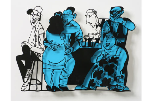 David Gerstein - Wall Sculpture - Bar series - Bar scene (blue)