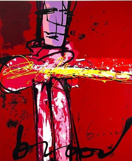 Herman Brood - Zeefdruk - Purple Haze (zilveren lijst)