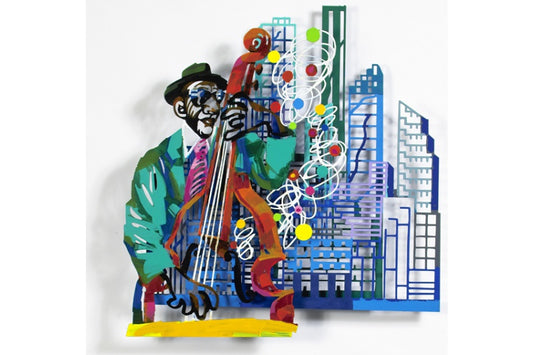 David Gerstein - Wall Sculpture - Jazz and the City - Contrabass