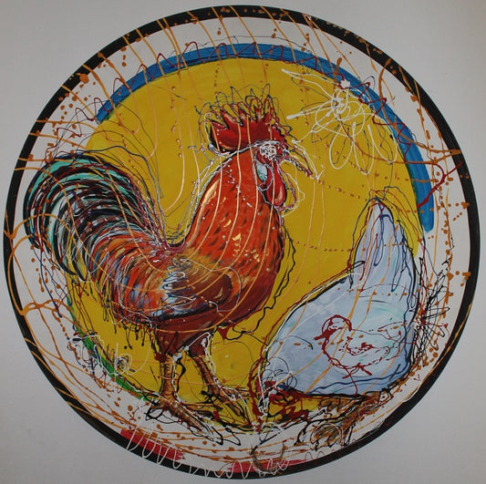 Chicken round painting