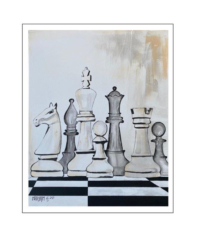 Maryam Bashari Rad - Painting - Life is like a game of chess 1