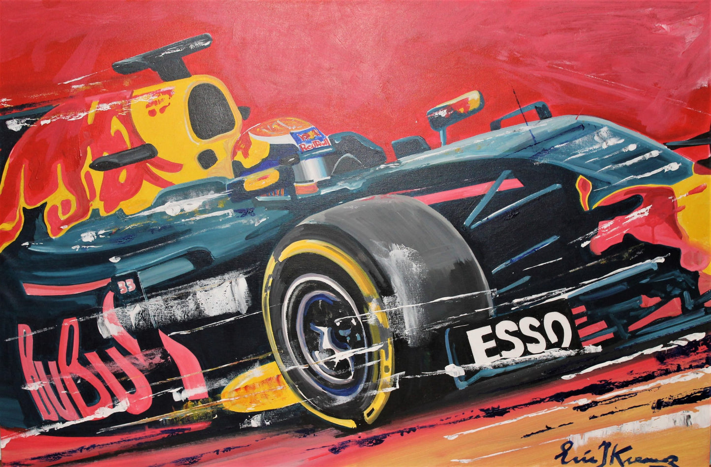 Eric Jan Kremer - schilderij - Max Verstappen Actie