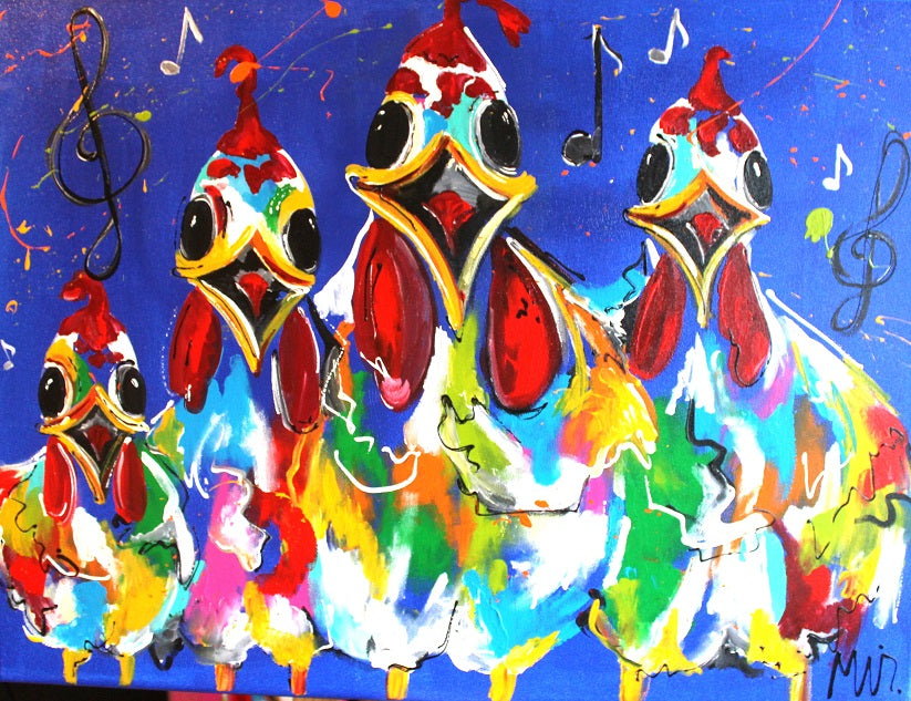 MIR - Schilderij - Musical Chicks