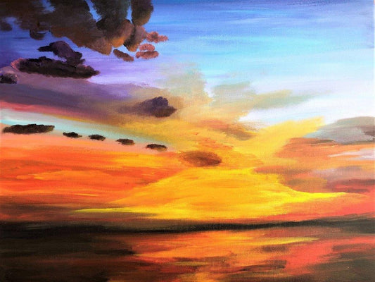 Betty Besselsen - Painting - Ocean sunset