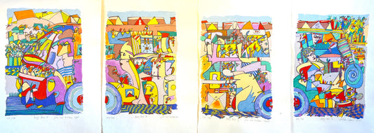 Pim van Halem - Zeefdruk - Busy bus A, B, C en D