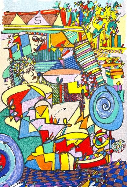 Pim van Halem - Zeefdruk - Busy bus A, B, C en D