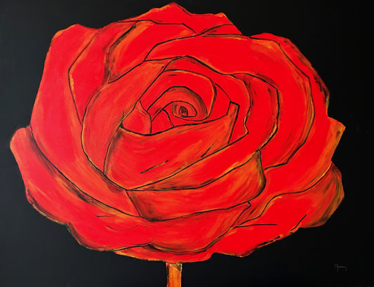 Janny van Beurden - Schilderij - Rode Roos