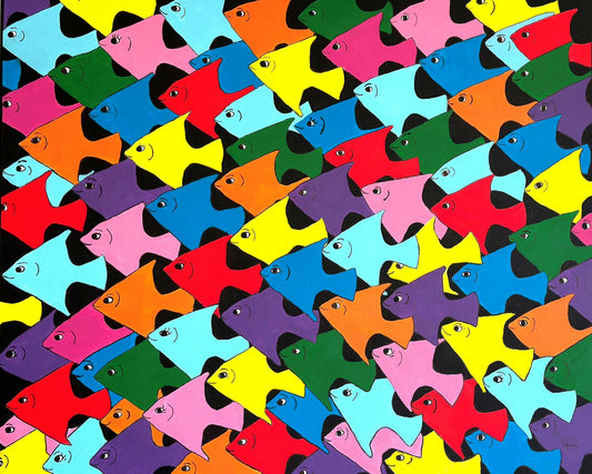 Janny van Beurden - Schilderij - Swimming Together
