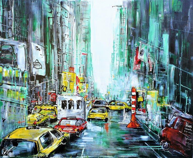 Jose Goevaers - Painting - Yellow Cabs