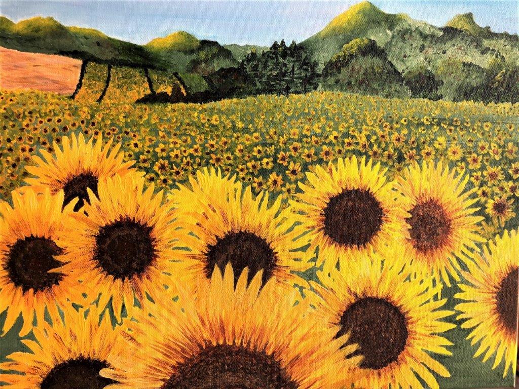 Betty Besselsen - Painting - Sunflower field