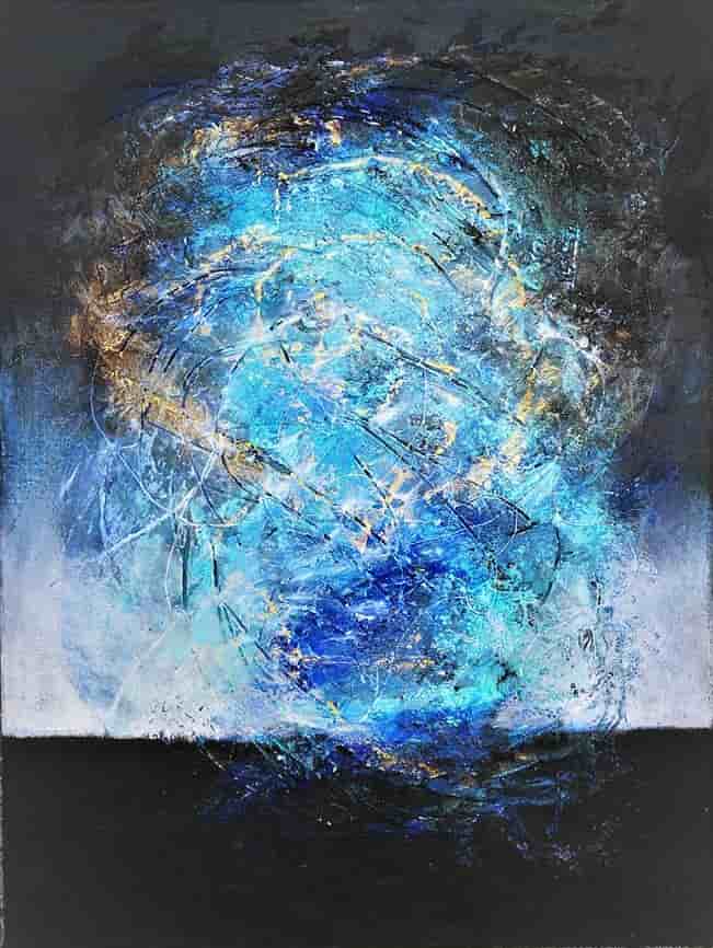 Jeanny van der Sanden - Painting - Blue whirlwind