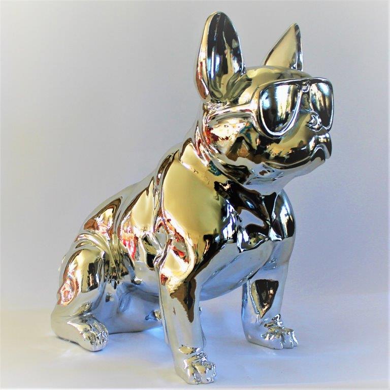 Franse Bull Dog Zilver met bril