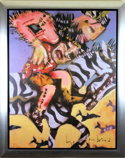 Herman Brood - Giclee op linnen- Indiaan op zebra