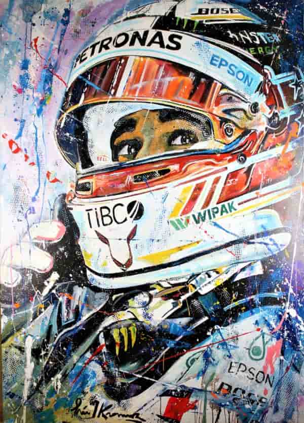 Eric Jan Kremer - Schilderij - Lewis Hamilton hammertime